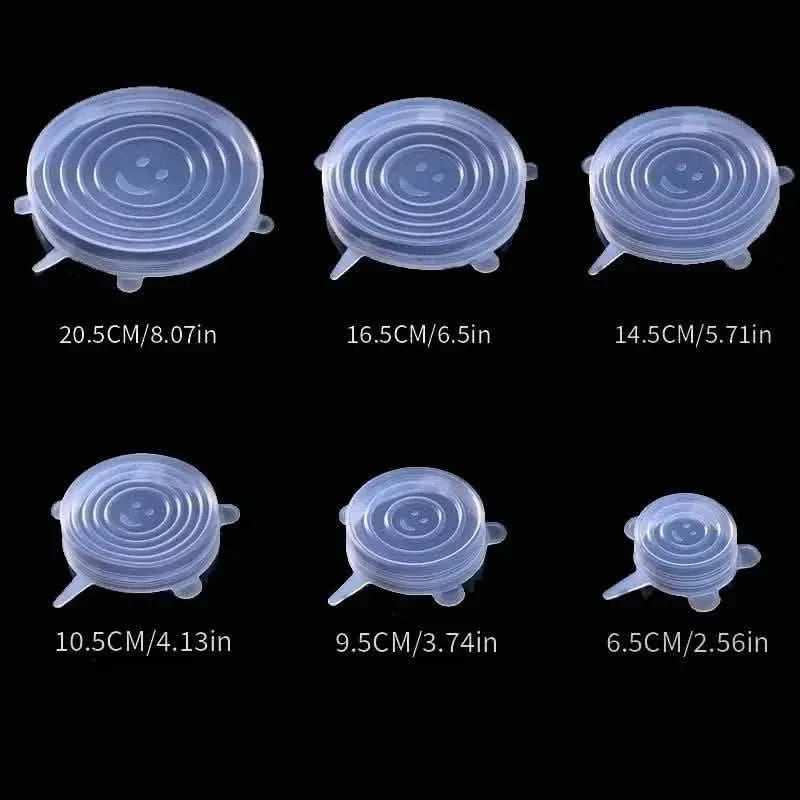 6-teiliges Set: Silikon-Frischhaltedeckel, wiederverwendbare, langlebige Lebensmittel-Aufbewahrungsdeckel