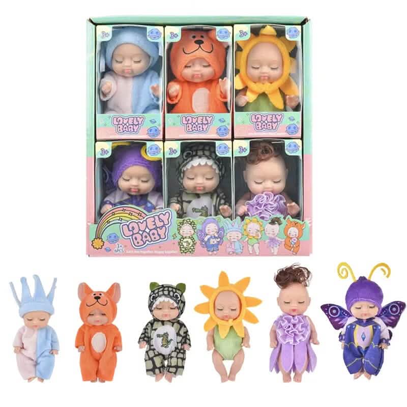 6-teiliges Set: Schlafende Puppe Prinzessin Mädchen Spielzeug Geschenkbox Niedliche Kostümform-Puppe