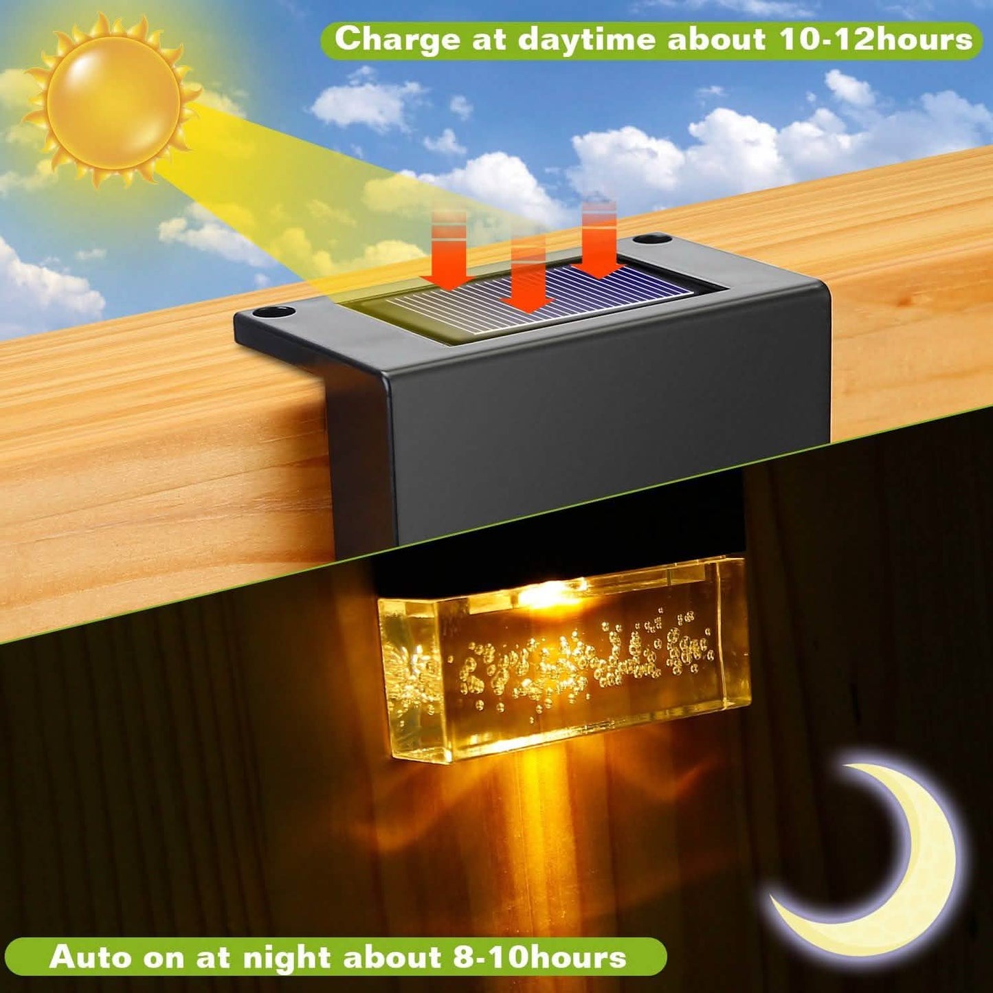 6-teilig: Solarbetriebene Dekolichter aus Acryl mit Blasen für Terrassen und Wege