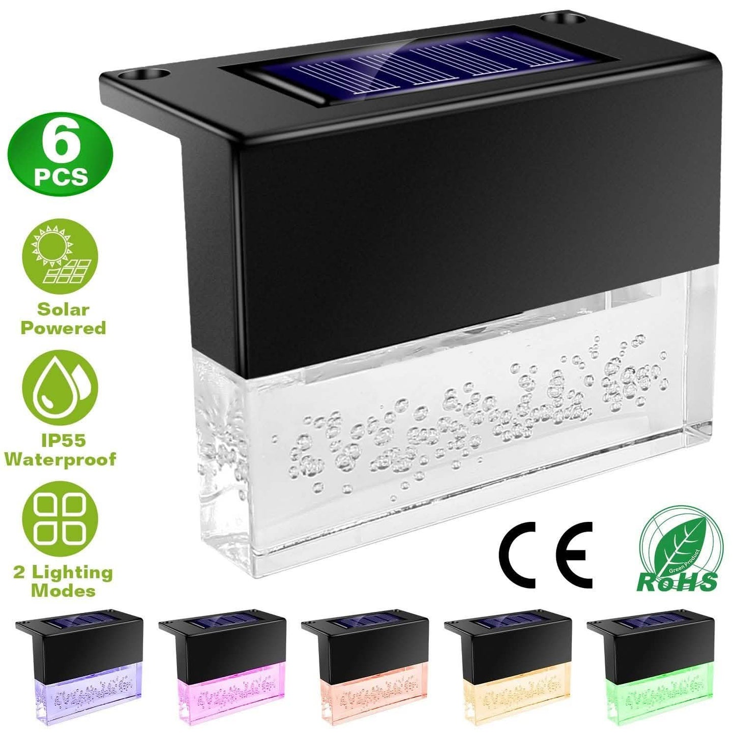 6-teilig: Solarbetriebene Dekolichter aus Acryl mit Blasen für Terrassen und Wege