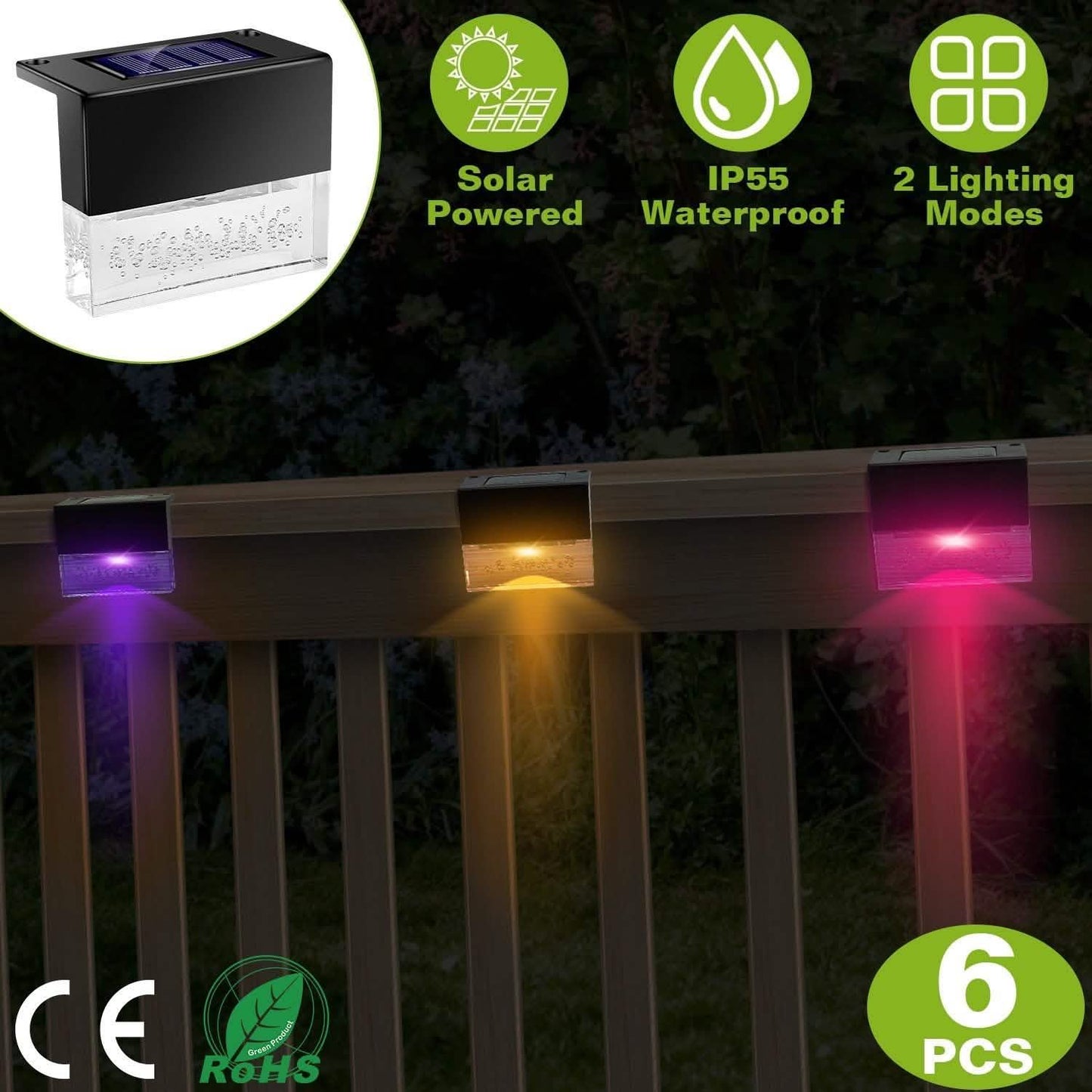 6-teilig: Solarbetriebene Dekolichter aus Acryl mit Blasen für Terrassen und Wege