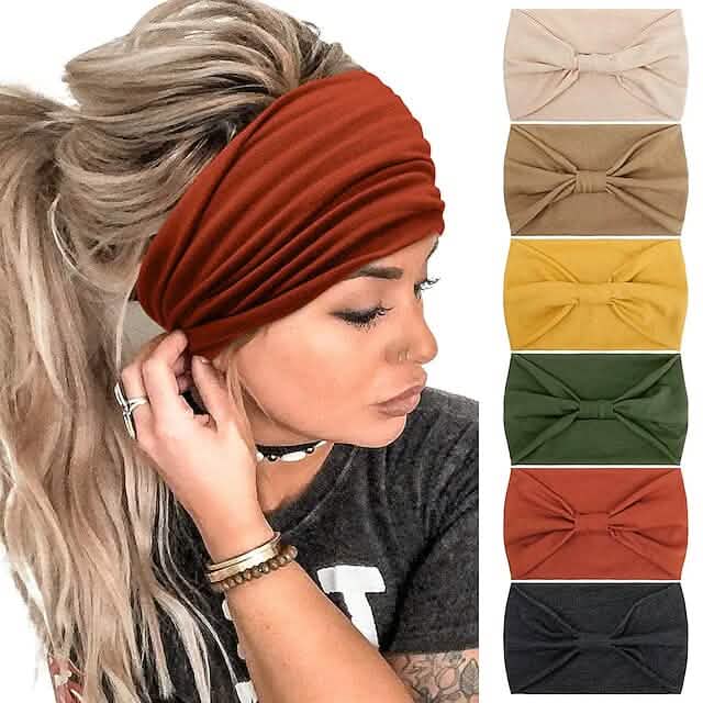 6 Stück: Breite Boho-Stirnbänder für Damen