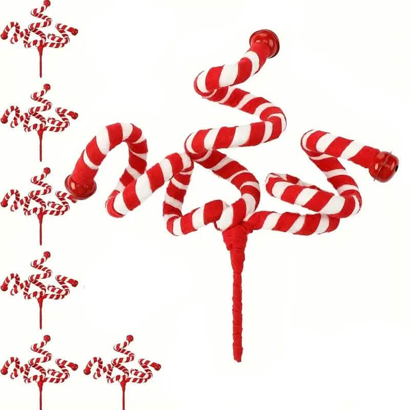 6er-Pack: Rot-weiße Zuckerstangen-Christbaumschmuck