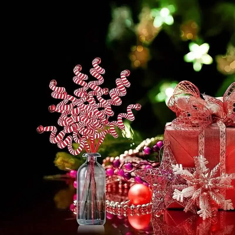 6er-Pack: Rot-weiße Zuckerstangen-Christbaumschmuck
