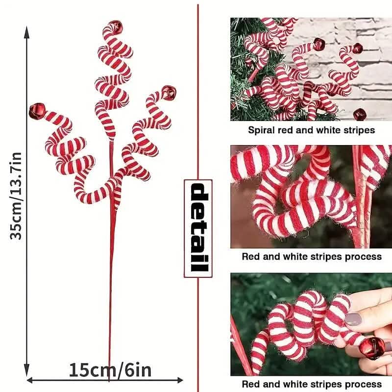 6er-Pack: Rot-weiße Zuckerstangen-Christbaumschmuck
