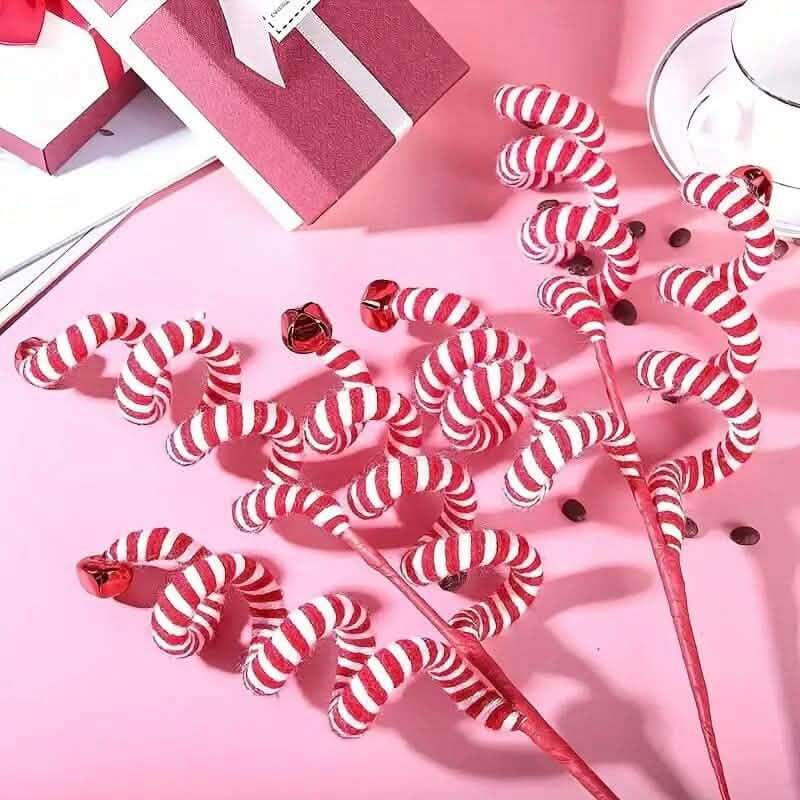 6er-Pack: Rot-weiße Zuckerstangen-Christbaumschmuck