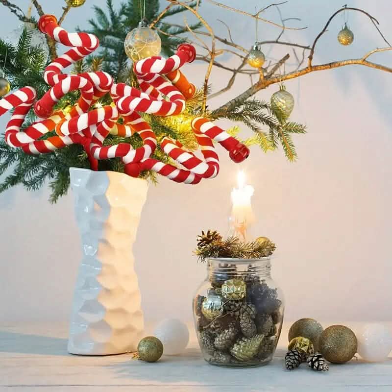 6er-Pack: Rot-weiße Zuckerstangen-Christbaumschmuck