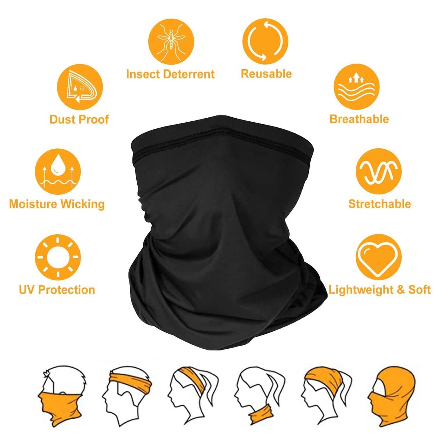 6er-Pack: Sommer-Nackengamasche UV-Sonnenschutz Gesichtsmaske