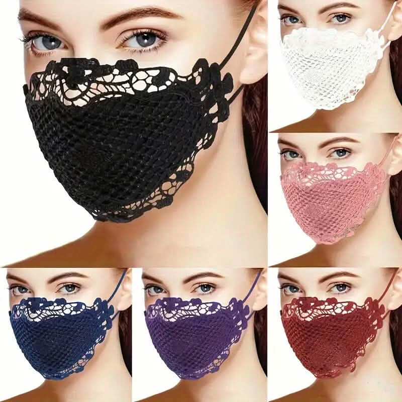 6-teiliges Set: Damen bedruckte mehrfarbige Spitzenmaske