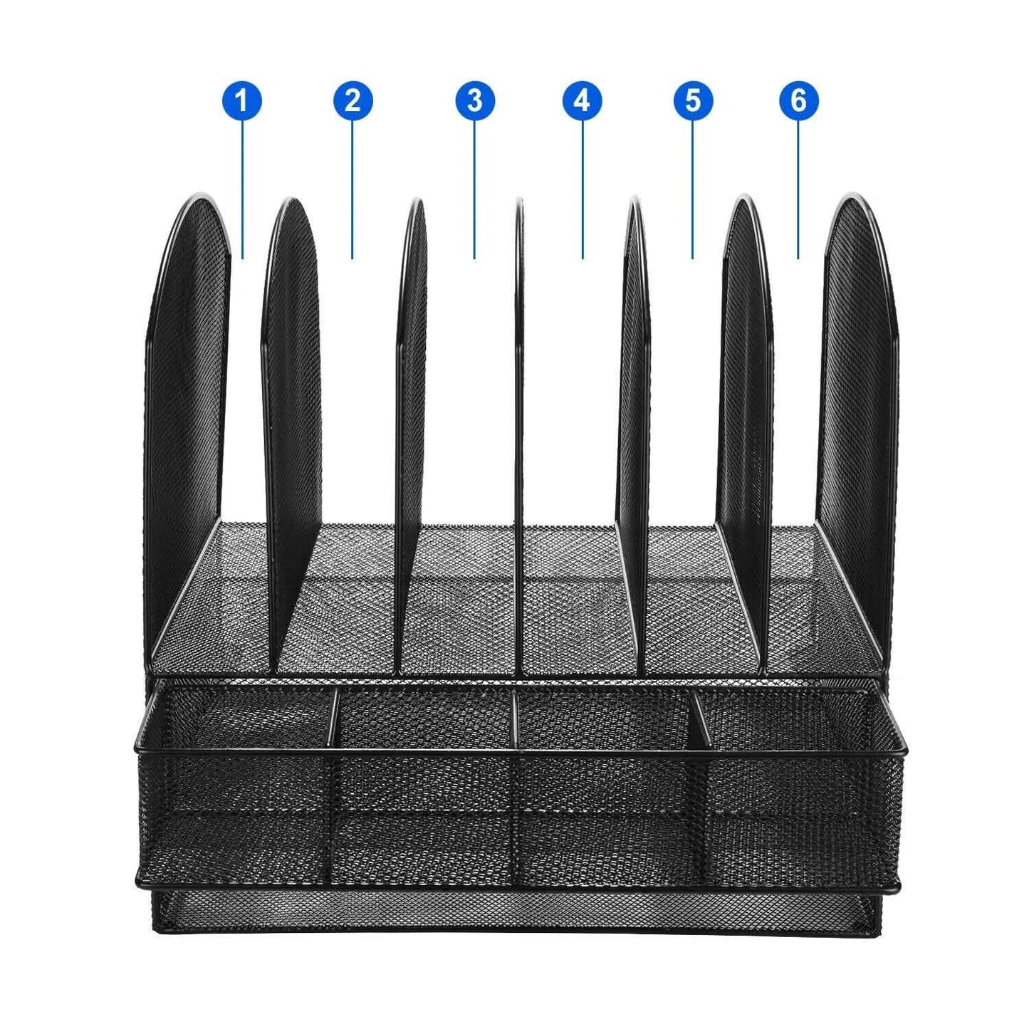 6 Ablagen 2-stöckiger Netz-Schreibtisch-Aktenhalter Organizer Büro-Dokumentenhalter mit Schublade