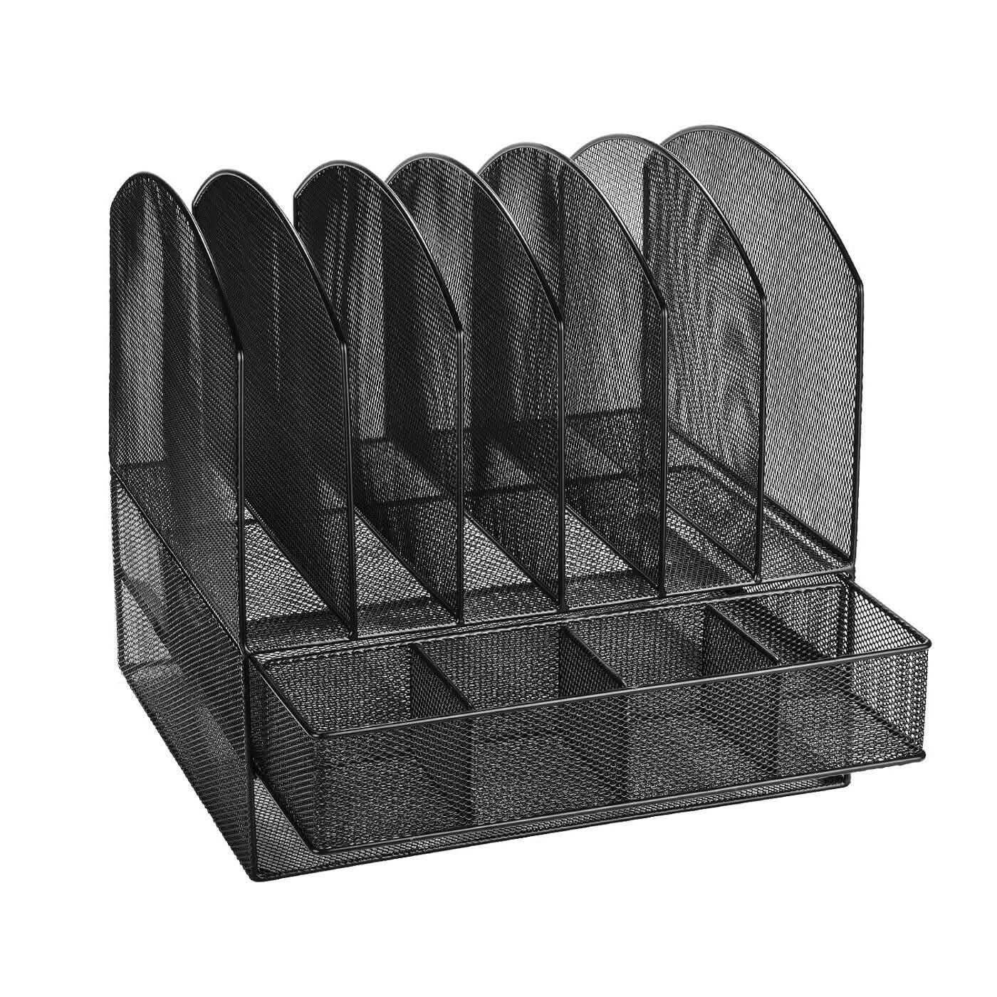 6 Ablagen 2-stöckiger Netz-Schreibtisch-Aktenhalter Organizer Büro-Dokumentenhalter mit Schublade