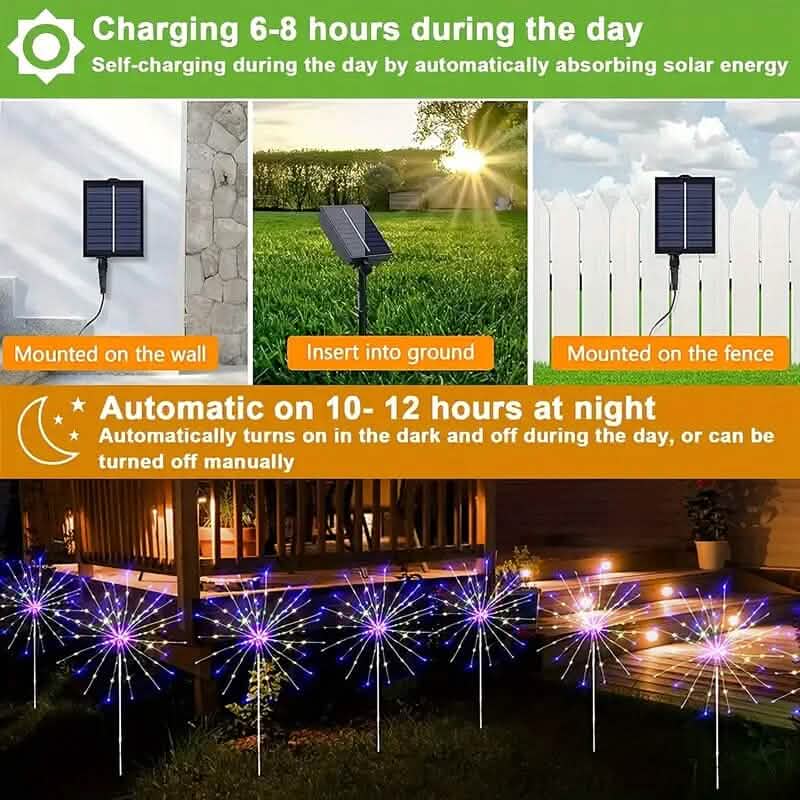 60 LED Mehrfarbige Outdoor Solar Feuerwerkslichter