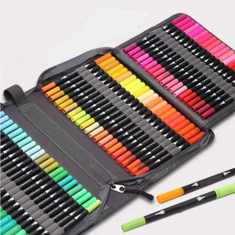 60-teilig: Leuchtende Dual-Tip-Pinselstifte – Künstlerfeine und Pinselmarker