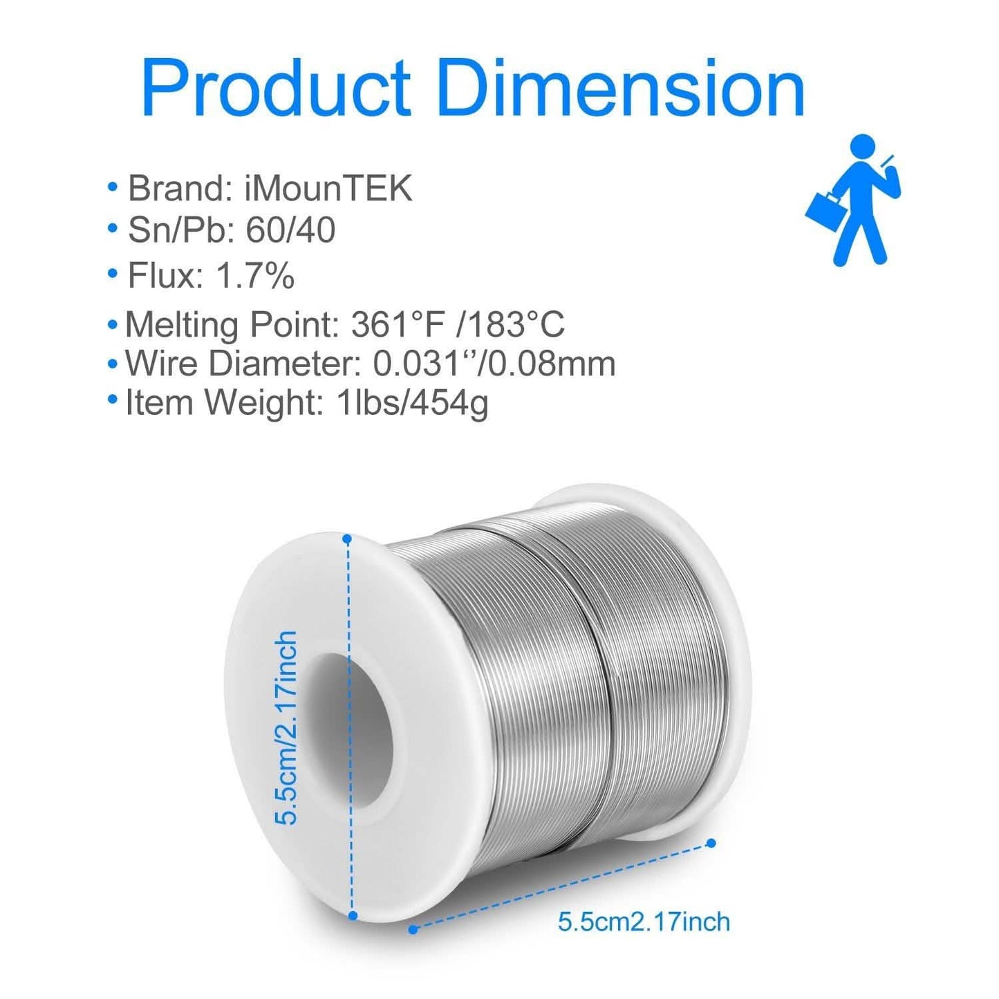 60/40 Zinn-Blei-Kolophoniumkern 0,8 mm 1,7 % Flussmittel Elektrolötzinn