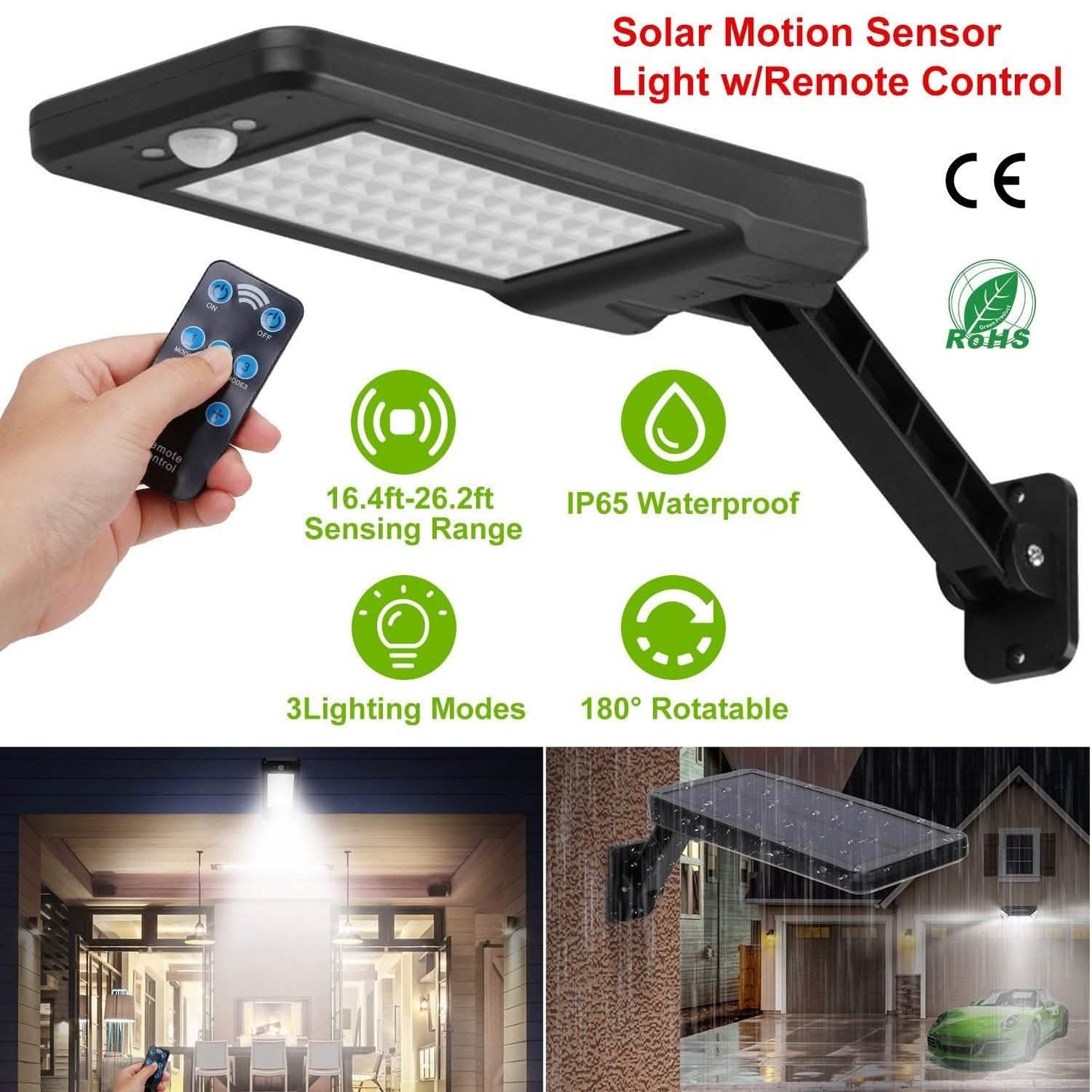 60 LEDs Solar-PIR-Bewegungssensor-Fernbedienung drahtlose Lampe