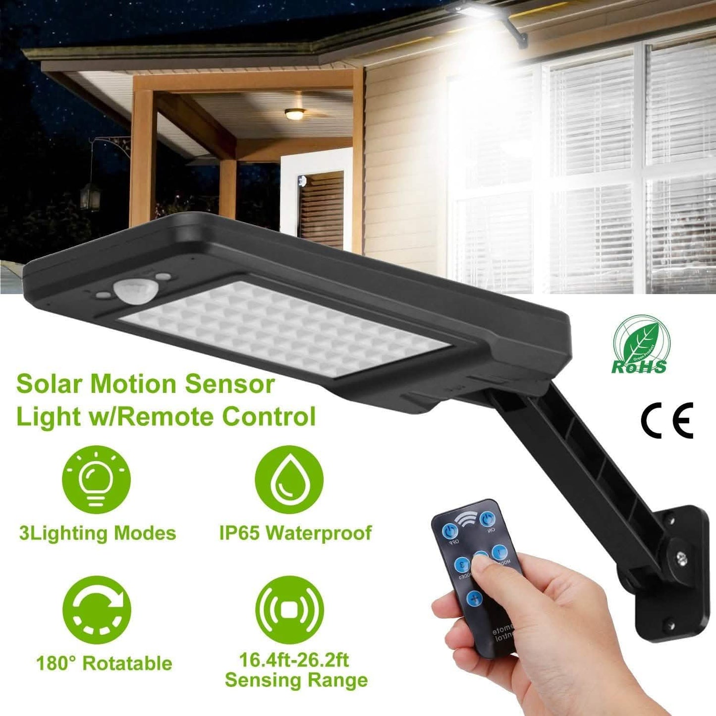 60 LEDs Solar-PIR-Bewegungssensor-Fernbedienung drahtlose Lampe