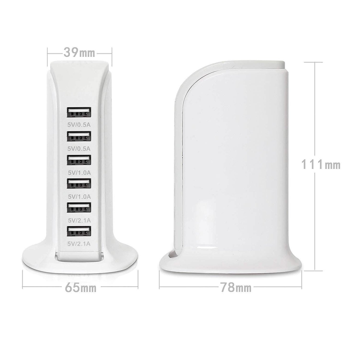 40-Watt-6-Port-USB-Ladestation für Smartphones und Tablets