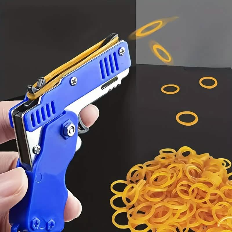Zusammenklappbarer Metall-Gummiband-Werfer Spielzeug-Schlüsselanhänger