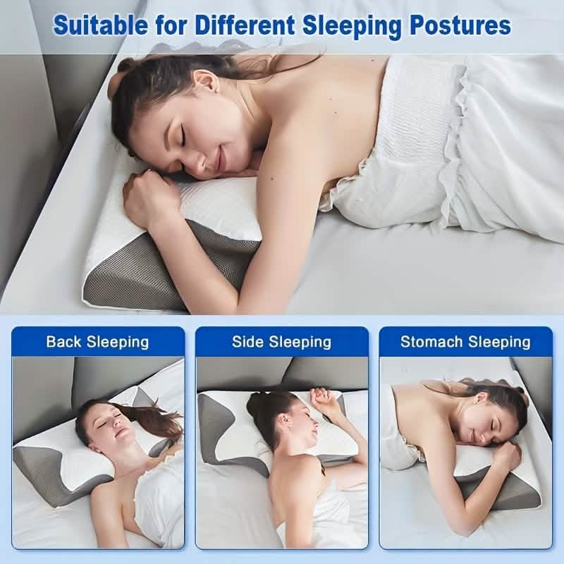 Ergonomisches Memory Foam Nackenkissen – Langsames Zurückfedern, Rücken- und Seitenschläfer