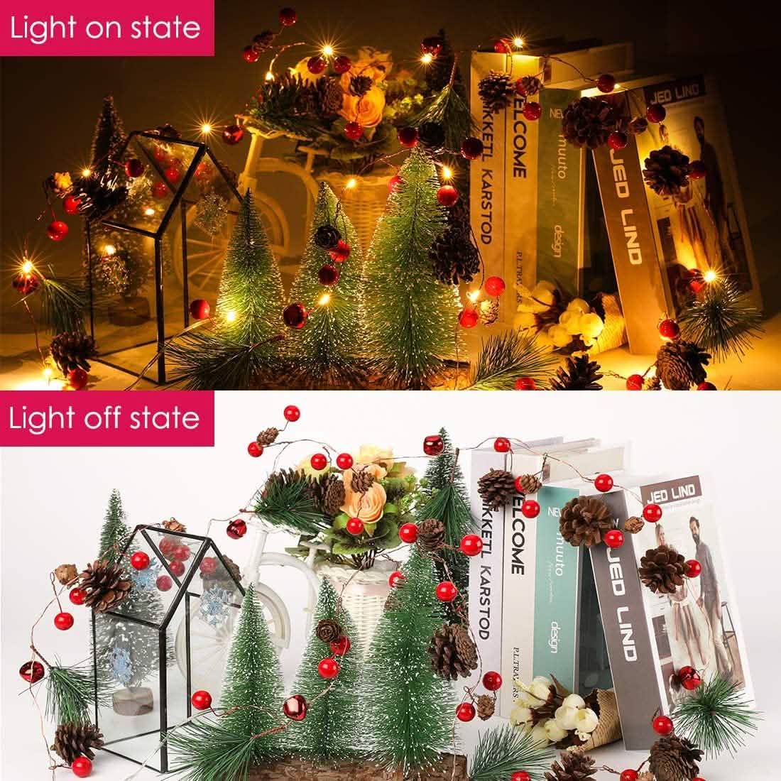 2 m lange Weihnachtsgirlande mit 20 LEDs