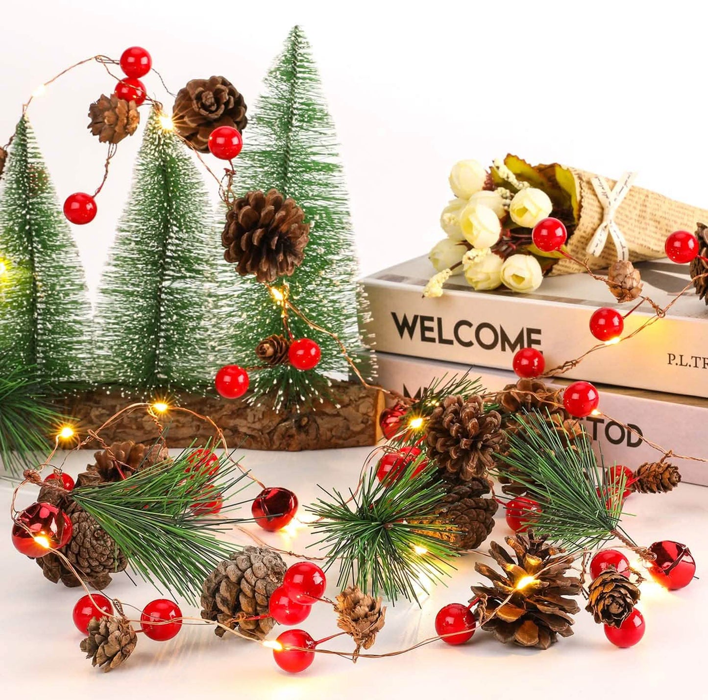 2 m lange Weihnachtsgirlande mit 20 LEDs