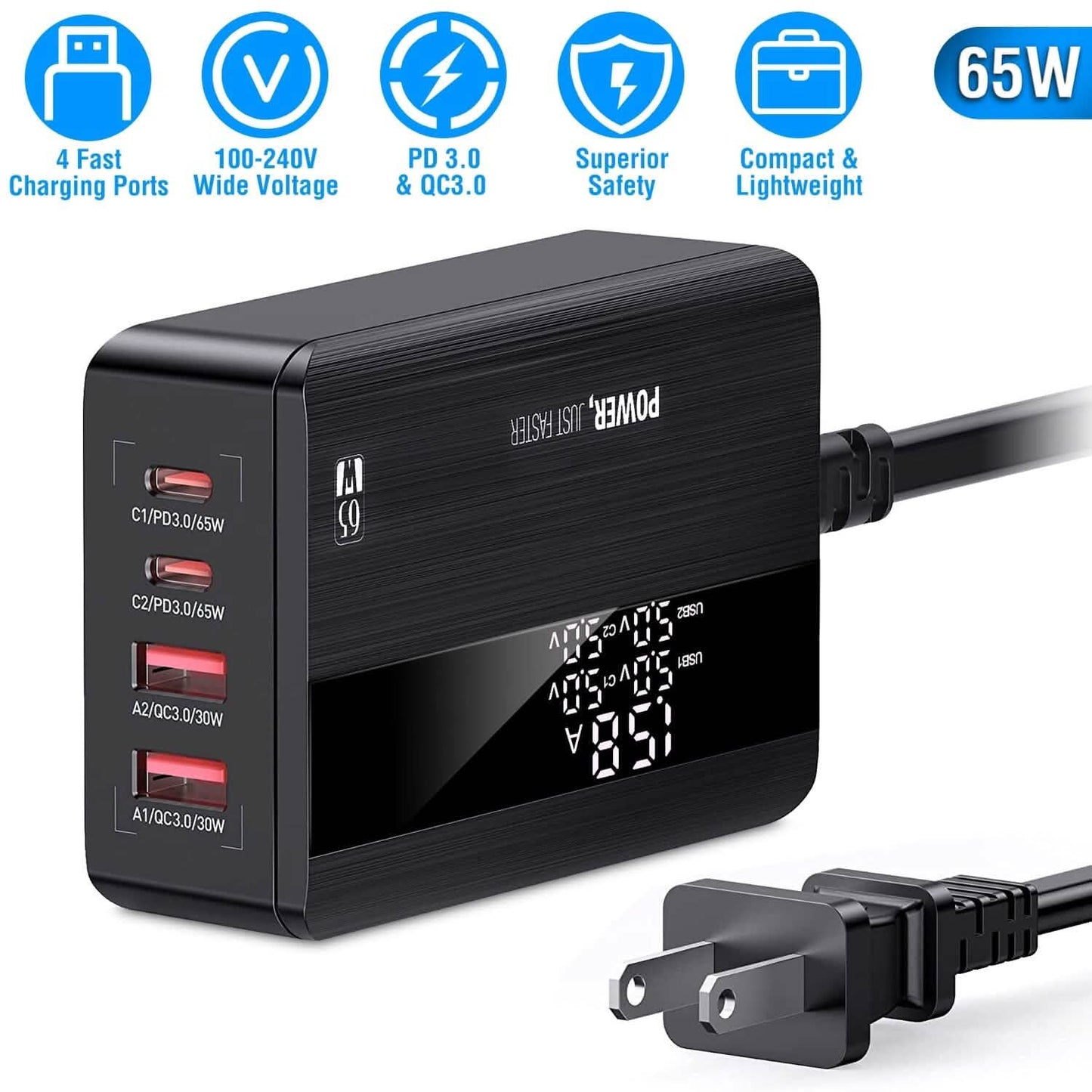 65W 4-Port-USB-Schnellladegerät
