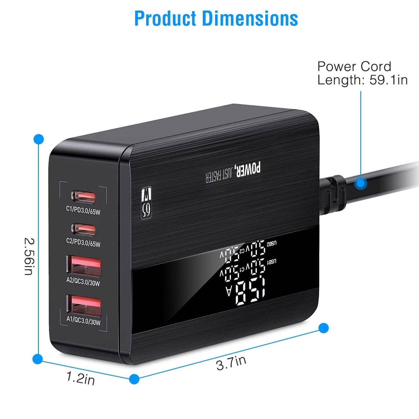 65W 4-Port-USB-Schnellladegerät