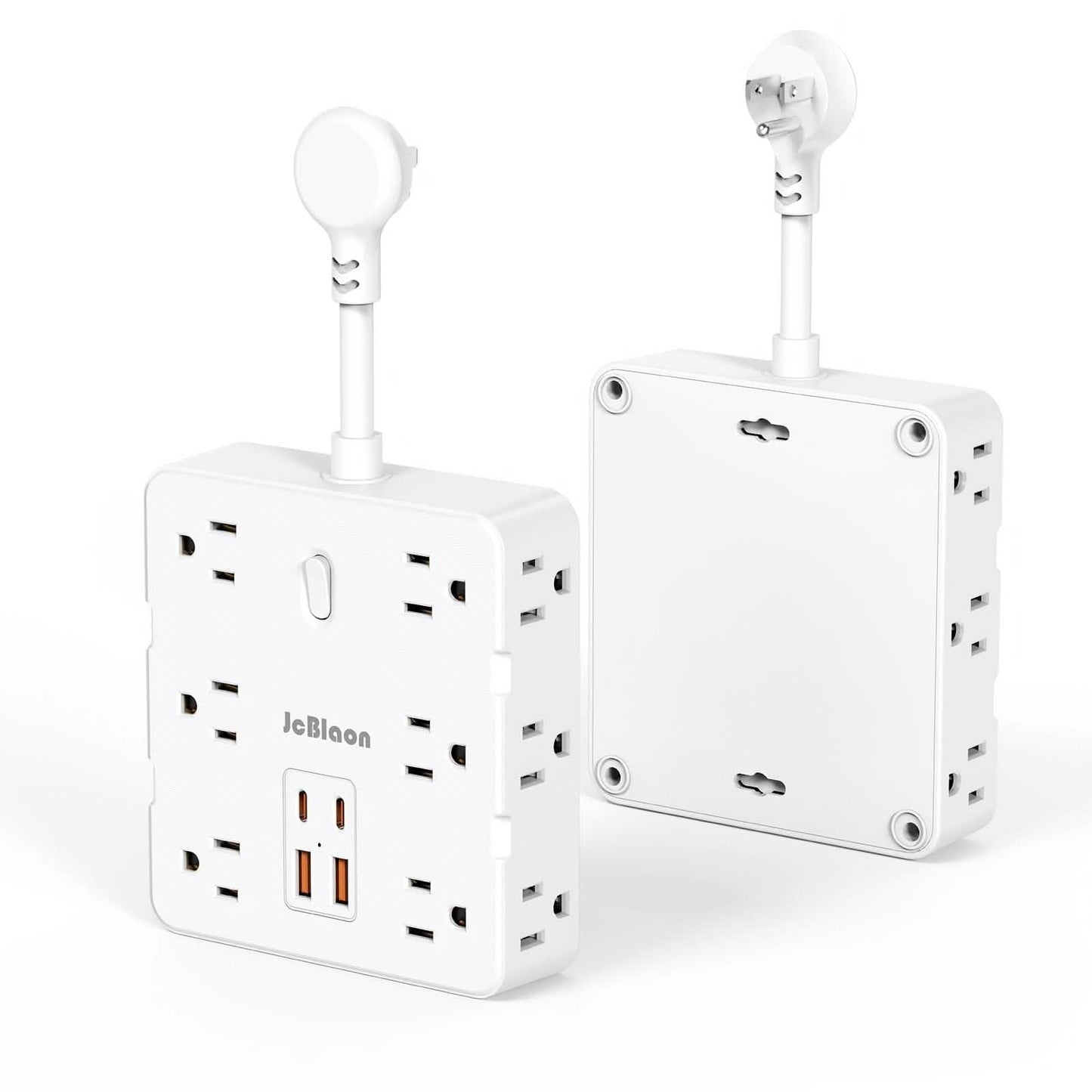 16-in-1 Steckdosenleiste – 12 AC-Steckdosen & 4 USB-Anschlüsse, Weiß