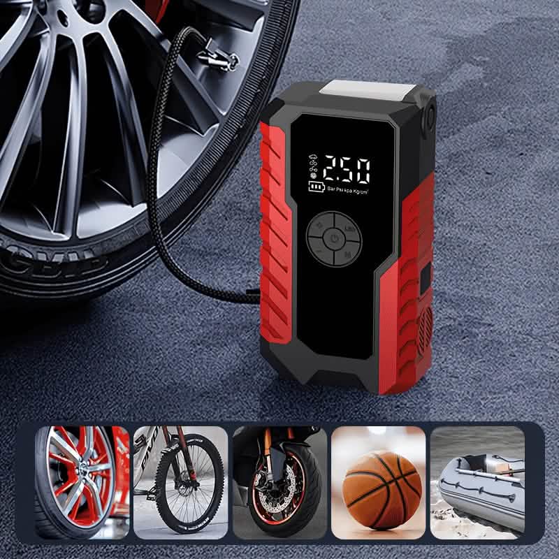 Tragbarer 12V Auto Starthilfe, Batterieladegerät, Luftpumpe (LED-Anzeige)
