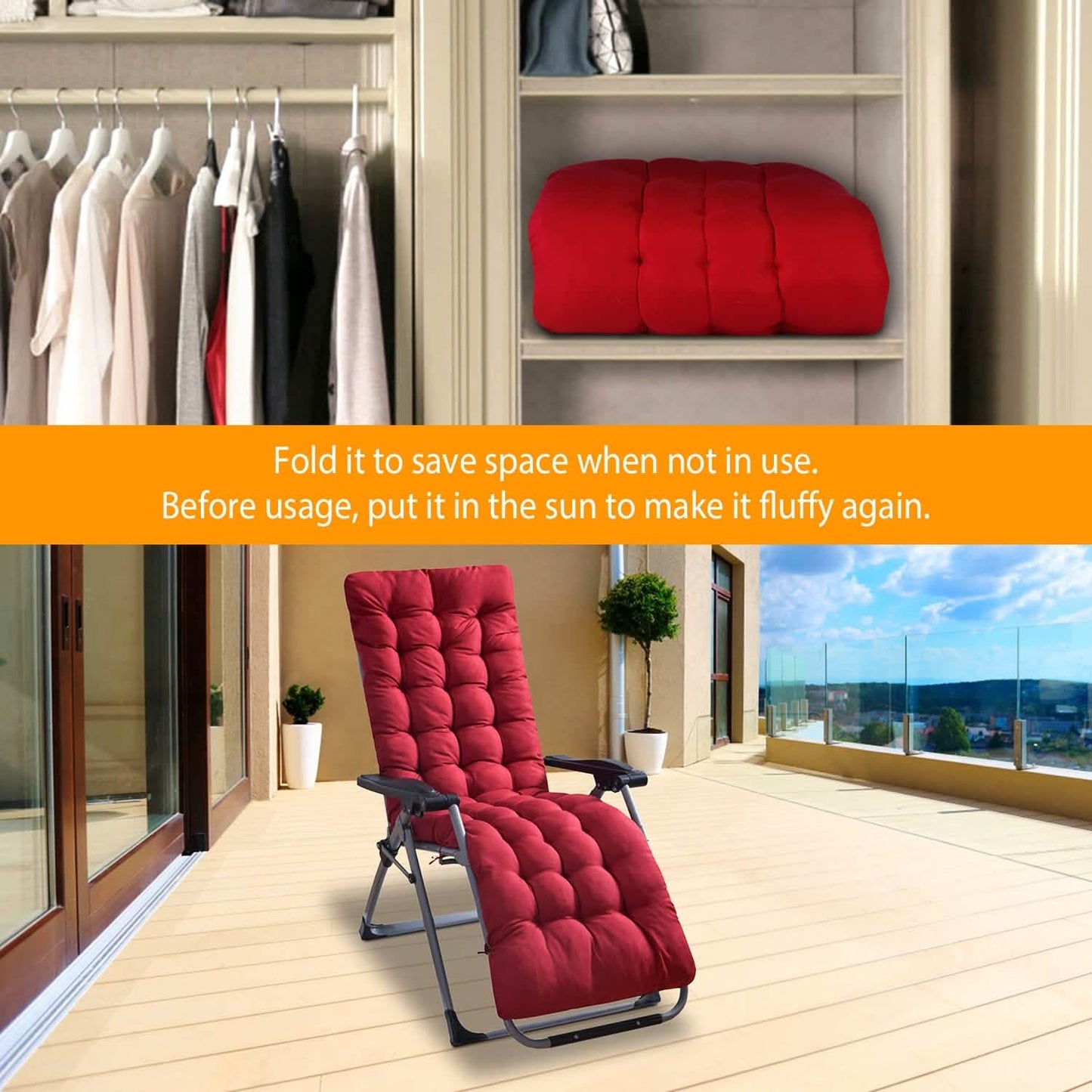 67x22in Chaiselongue-Kissen Relaxliege Schaukelstuhl Sofa