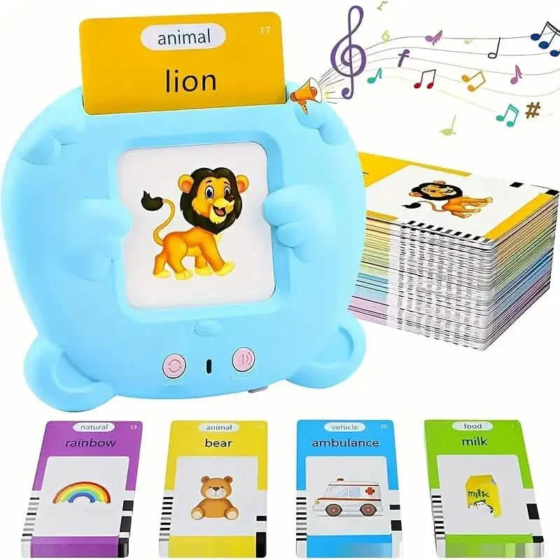 Lernspielzeug Flash-Karten – 112 Karten, 224 Wörter | USB wiederaufladbares Lese-Spielzeug für Kinder (Rosa/Blau)