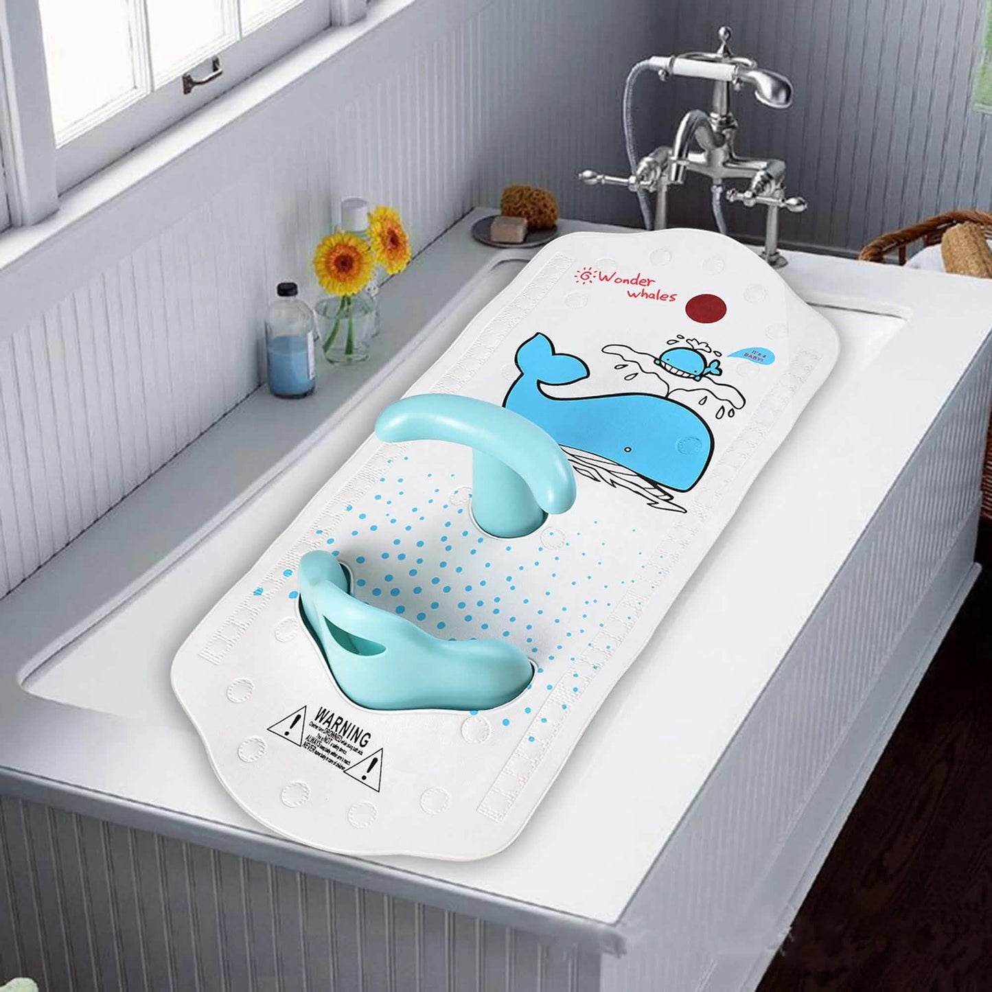 Baby- und Kleinkind-Badewannensitz (6M+) Rutschfester Sicherheitsstuhl mit wärmeempfindlicher Badematte