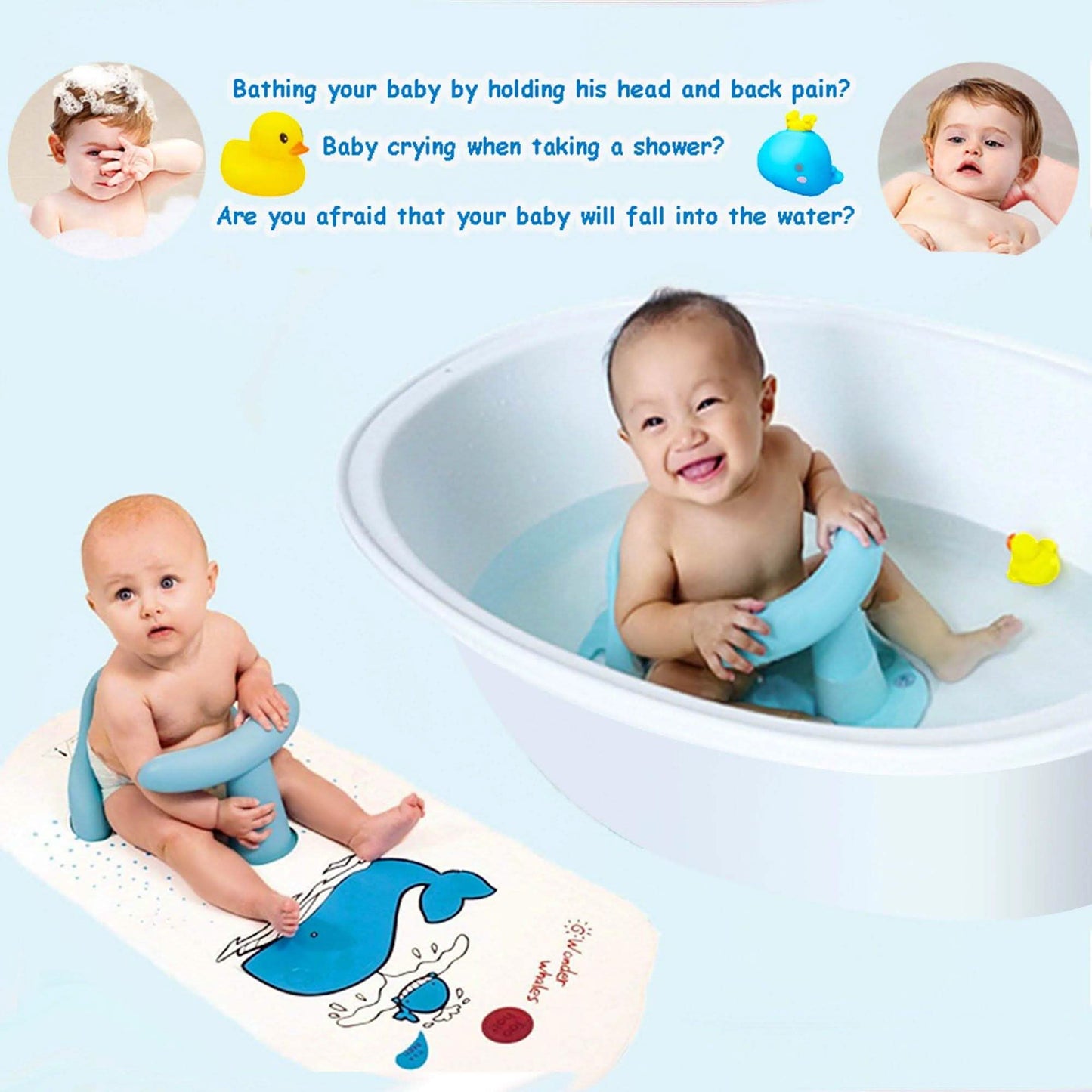 Baby- und Kleinkind-Badewannensitz (6M+) Rutschfester Sicherheitsstuhl mit wärmeempfindlicher Badematte
