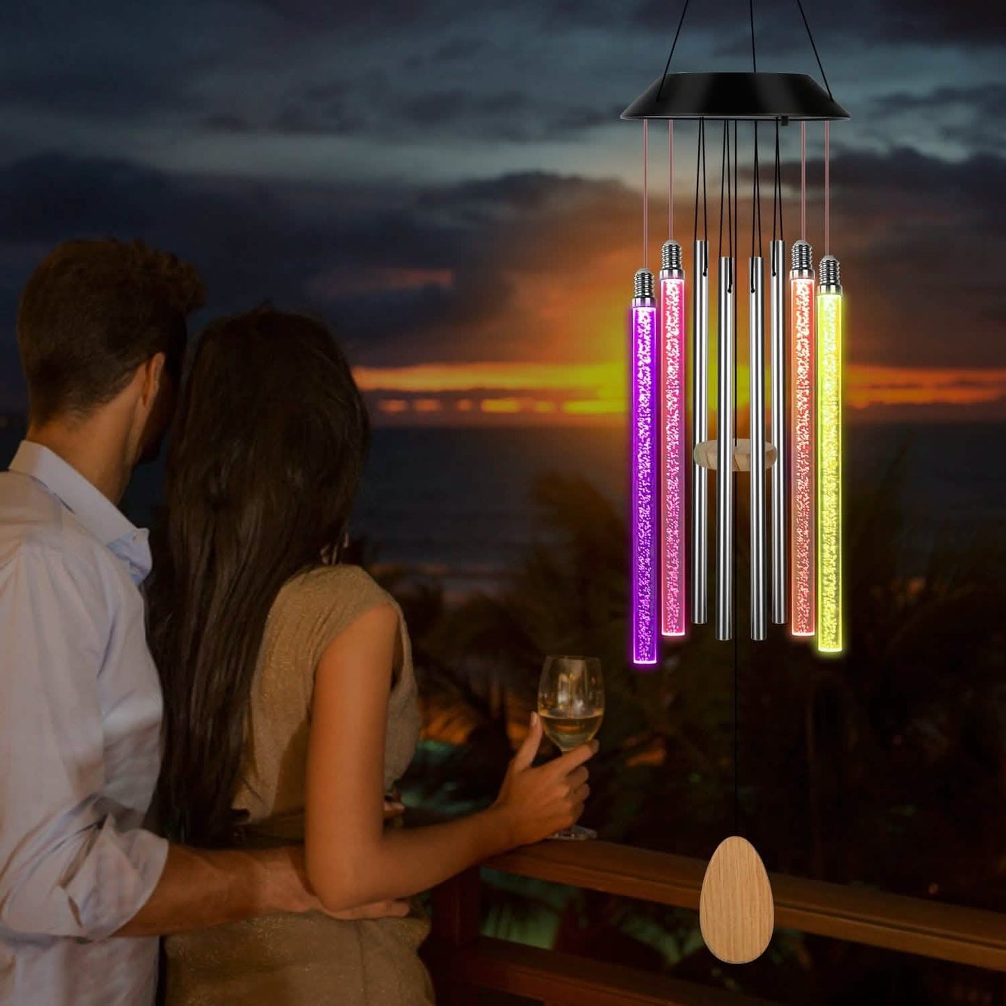 7 Solar-Windspiele mit Farbwechsel