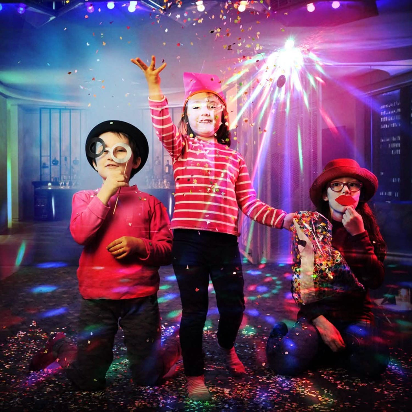 7 Farben musikgesteuerte Partybeleuchtung mit Fernbedienung