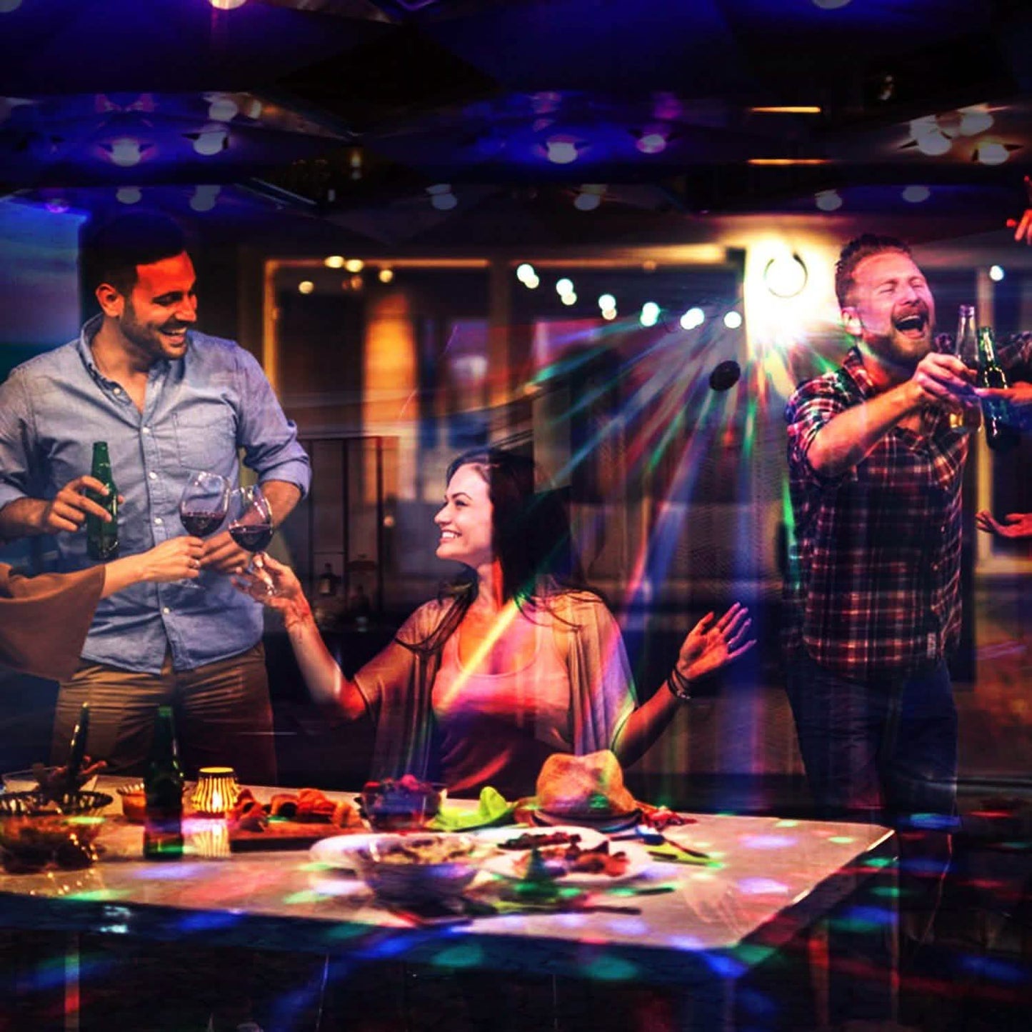 7 Farben musikgesteuerte Partybeleuchtung mit Fernbedienung