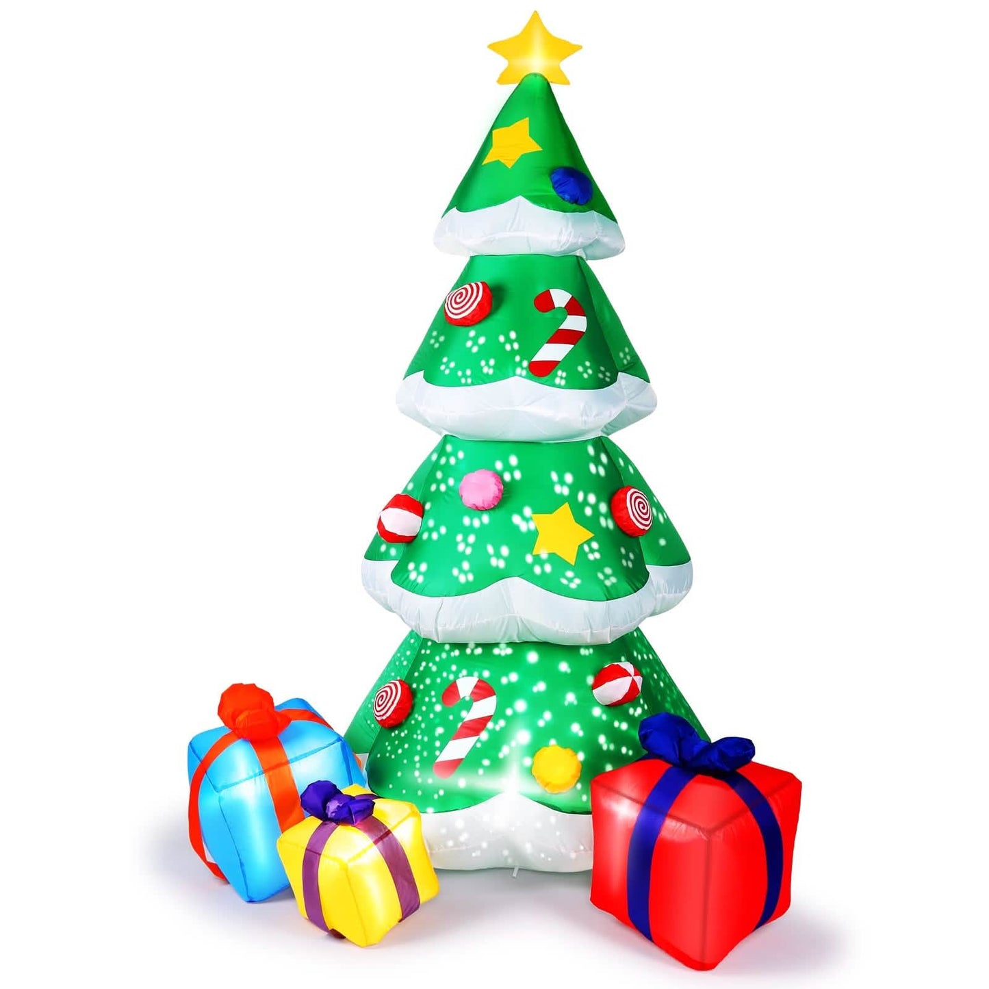 2,1 m aufblasbarer Weihnachtsbaum-Weihnachtsmann-Deko mit LED-Beleuchtung