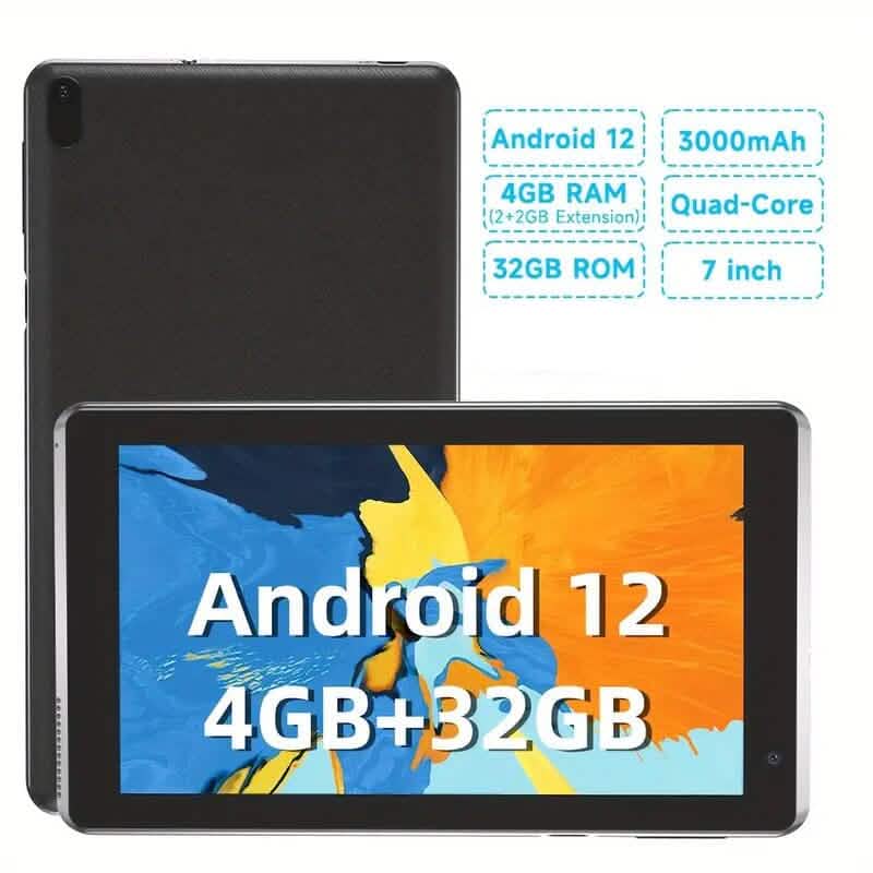 Android 12.0, Dual-Kamera 7"-Tablet mit 32 GB RAM & Speicher