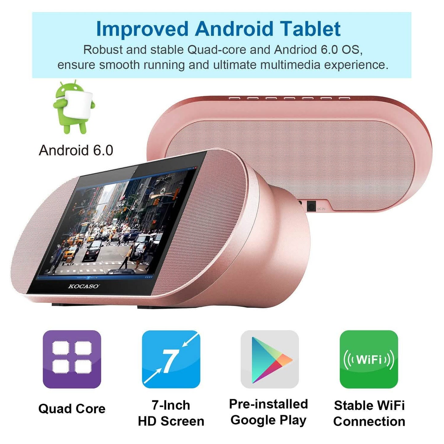 7-Zoll Touchscreen Android Tablet PC mit kabellosem Lautsprecher