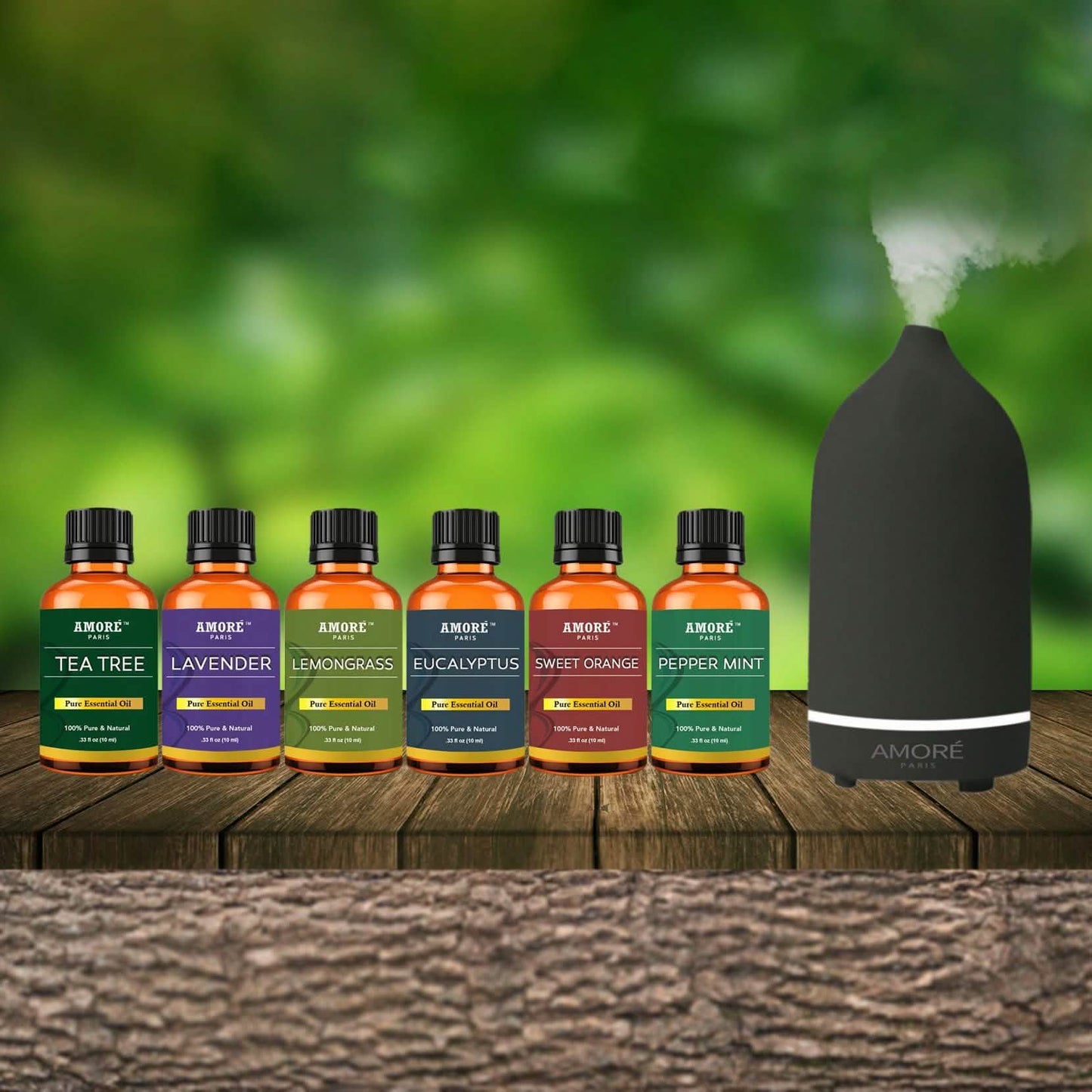 7-teilig: Ultraschall-Aromatherapie-Diffusor aus Keramik mit ätherischen Ölen