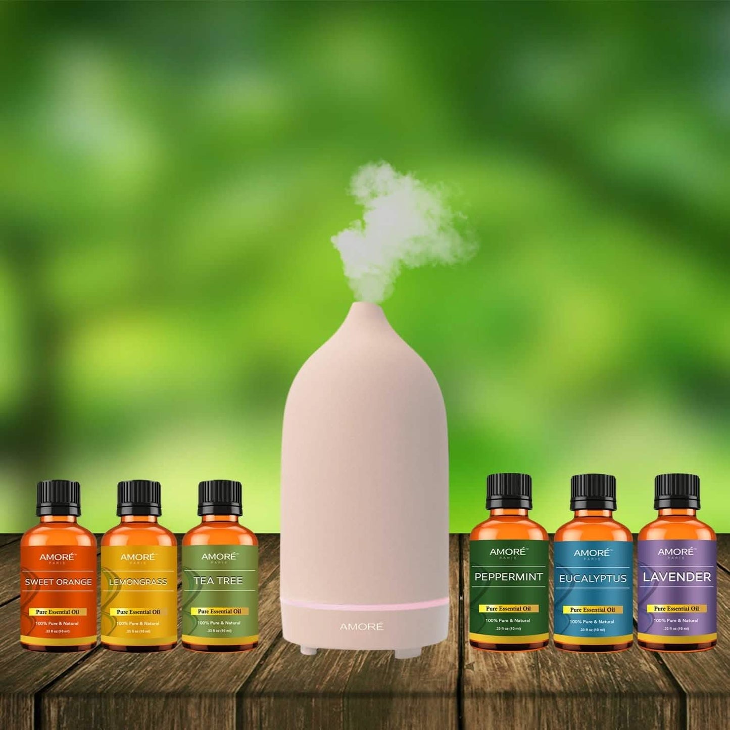 7-teilig: Ultraschall-Aromatherapie-Diffusor mit ätherischen Ölen
