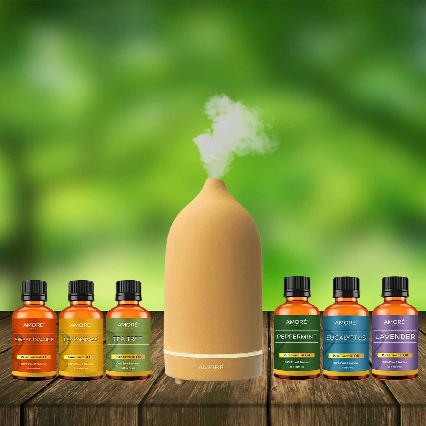 7-teilig: Ultraschall-Aromatherapie-Diffusor mit ätherischen Ölen