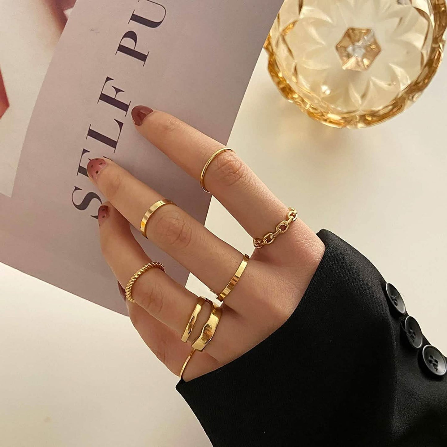 7-teilig: Damen-Goldknöchelring-Set