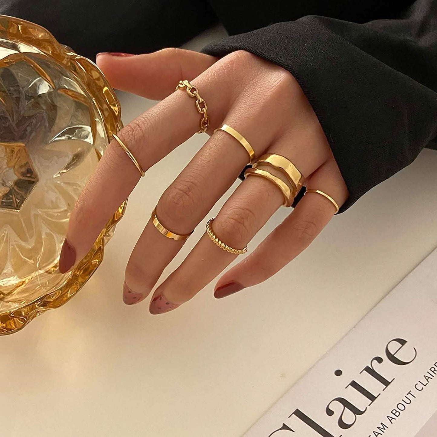 7-teilig: Damen-Goldknöchelring-Set