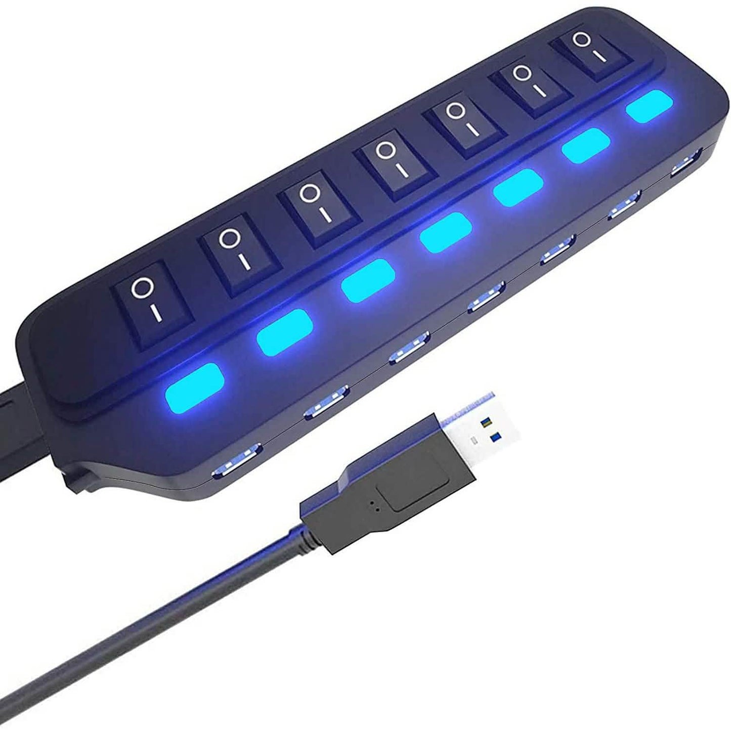 7-Port-USB-3.0-Datenhub mit individuellen Ein-/Ausschaltern und Anzeigen