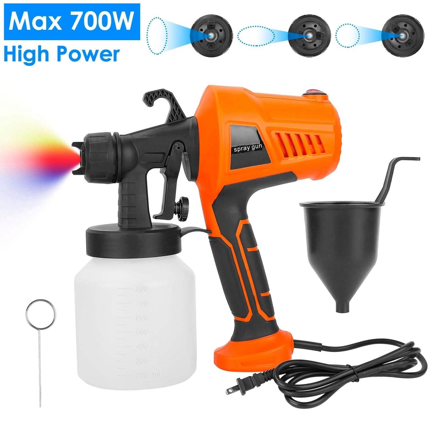 700W Elektrisches Farbsprühgerät, handgehalten, mit 3 Sprühmustern, 800ml