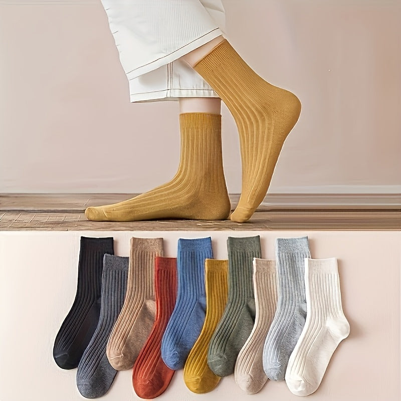 10er-Pack: Weiche bequeme Schlauchsocken – Unifarben, Ganzjährig