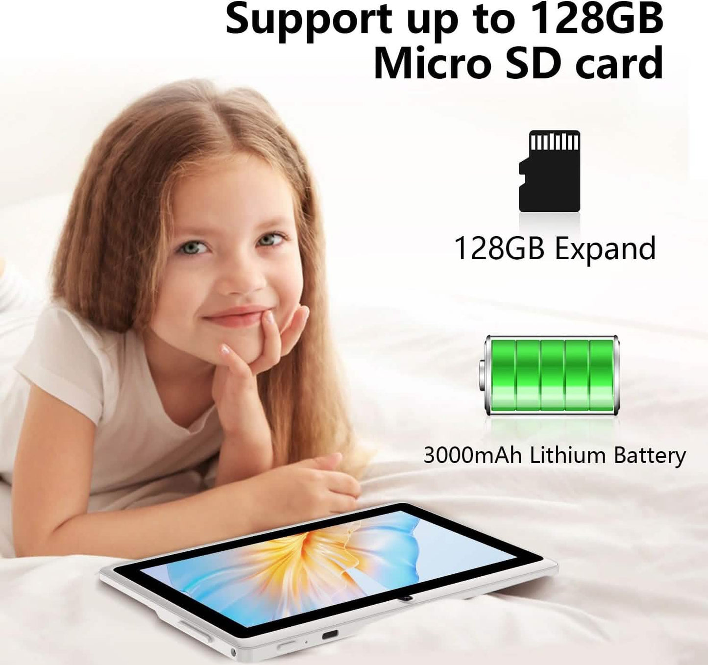 Android Tablet – 7" LCD, 2 GB RAM + 4 GB Erweiterung, 32 GB Speicher, Dual-Kameras, Wi-Fi, GPS, USB-Aufladung