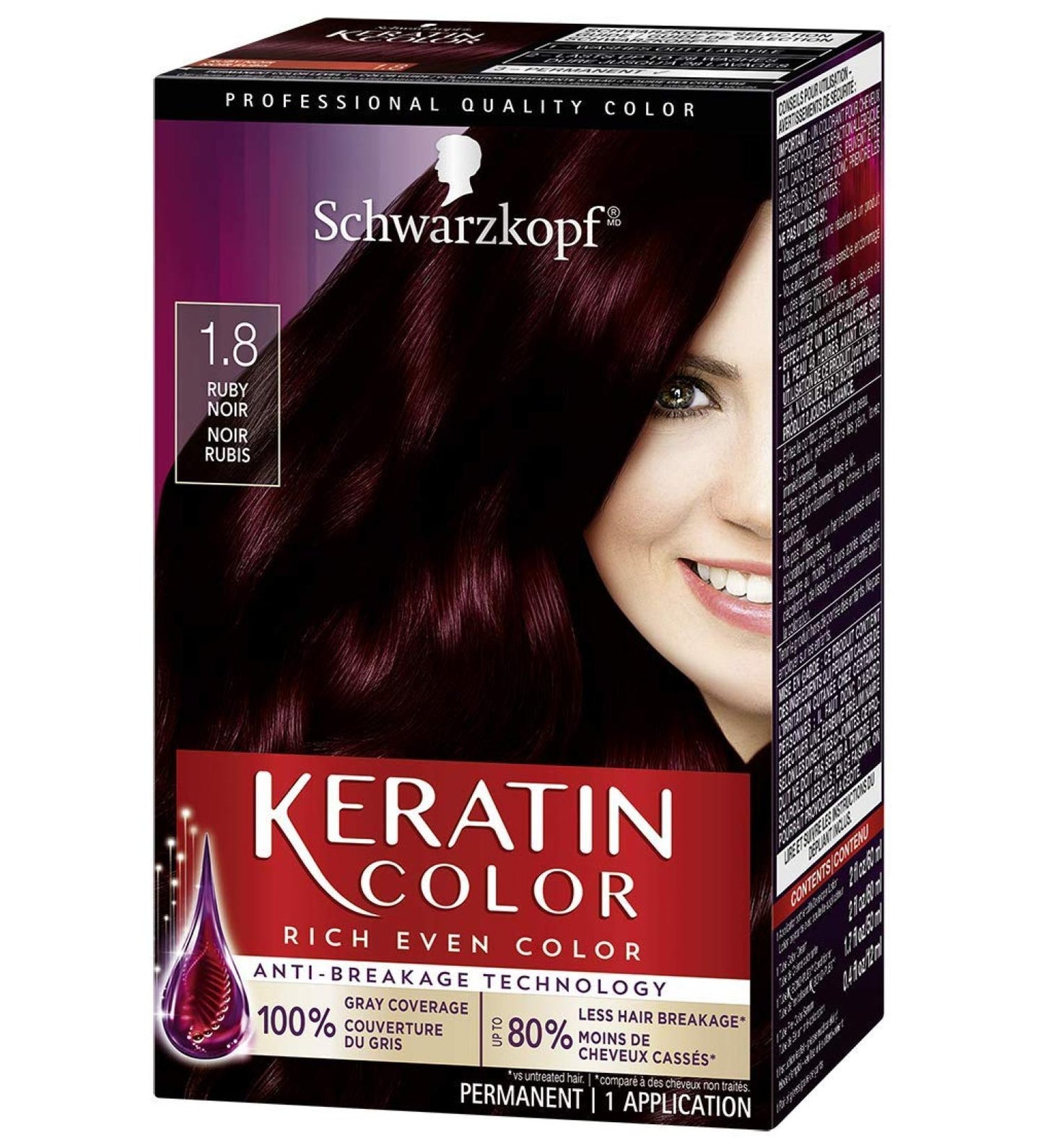 Keratinreiche, gleichmäßige Haarfarbe