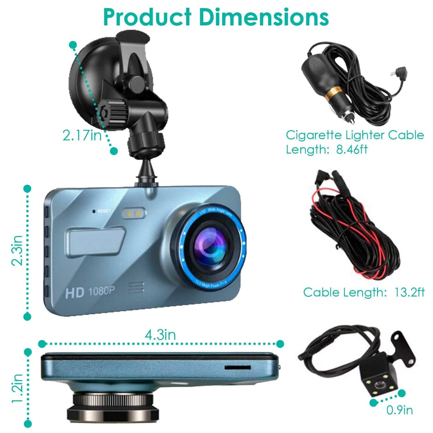 720P Dual-Dashcam-Recorder mit Bewegungserkennung